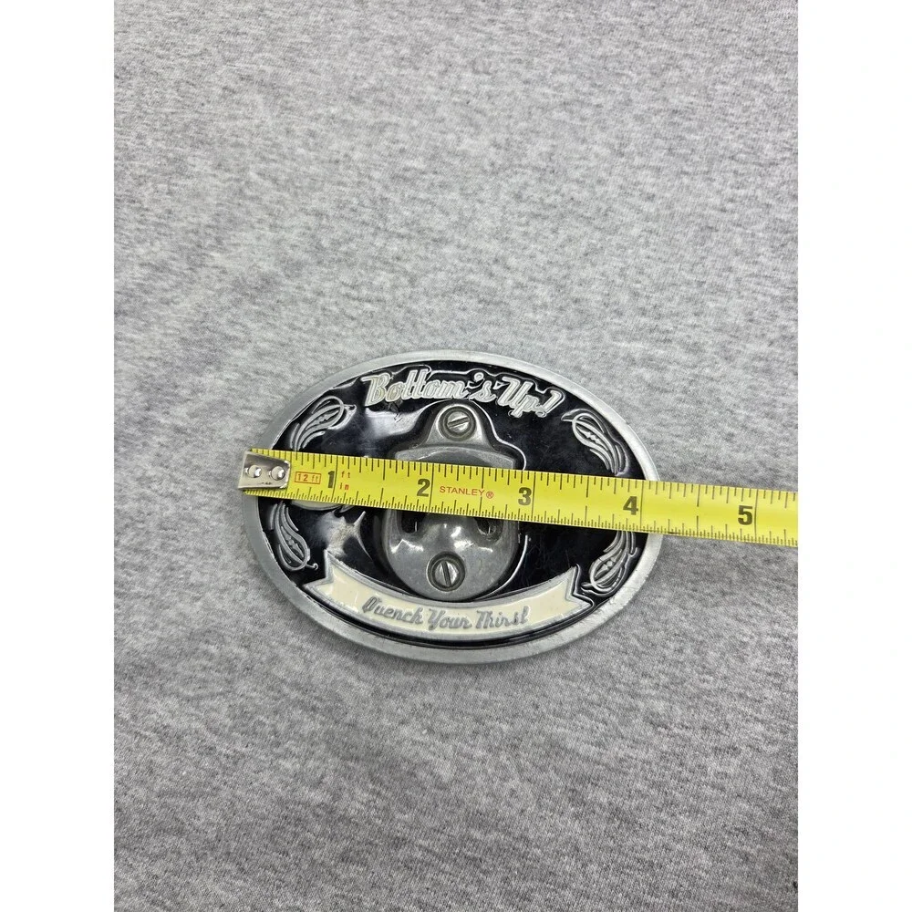 Vintage Bottoms Up Working Bottle Opener Enamel Belt Buckle